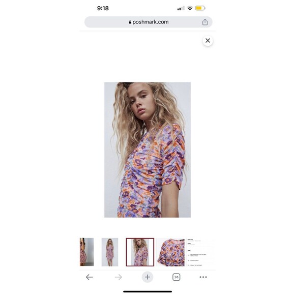 ZARA Floral Draped Mini Dress - Picture 2 of 3